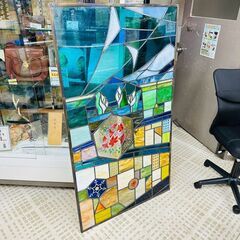 レトロ ステンドグラス 窓枠 花