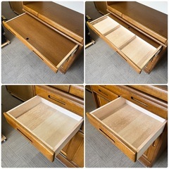 【超美品‼️】定価30万♪ 高級 浜本工芸 95cm幅キッチンボード 食器棚 収納家具 ナラ材 ダークオーク色♪