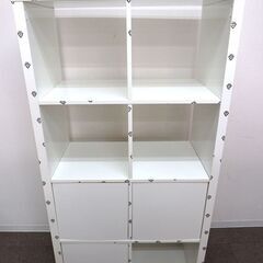 新札幌◆IKEA/イケア KALLAX/カラックス シェルフユニット ホワイト系 扉付き◆幅765mm×奥行390mm×高さ1465mm No.3243の画像