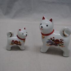 [1169]薬師窯　干支　犬　戌　置物　親子　縁起物　陶器　工芸品の画像