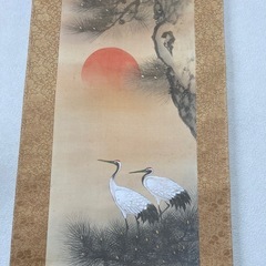 掛軸・日本画　「松上の鶴」　西沢光宣作　の画像
