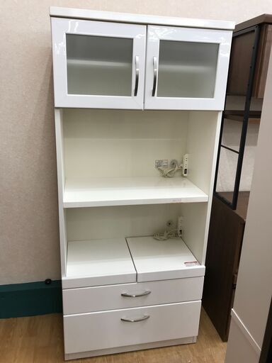 ★ジモティ割あり★  食器棚 ホワイト H180×W80×D42 クリーニング済み KJ8995
