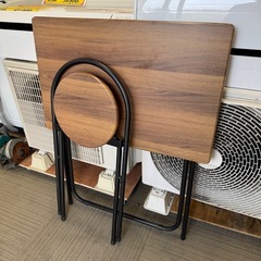 【超美品‼️】便利♪ 折りたたみ式 デスク＆チェア セット 折りたたみテーブル パソコンデスク ヴィンテージ調ブラウン♪の画像