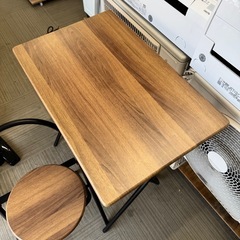 【超美品‼️】便利♪ 折りたたみ式 デスク＆チェア セット 折りたたみテーブル パソコンデスク ヴィンテージ調ブラウン♪の画像