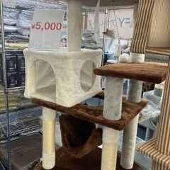 【特価5,000円】コンパクトでも充実！三毛猫カラーのキャットタワー♪の画像