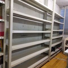 事務用天井突っ張りラック　6段　スチール製（2台）