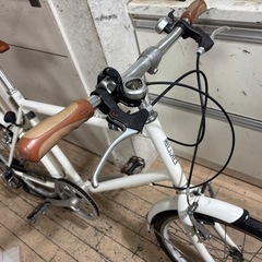 maruisi ミニベロ 小径車 ホワイト ブラウンサドル