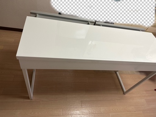 美品‼️IKEAデスクハイグロスホワイト