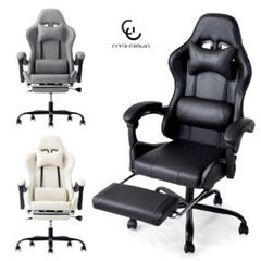 ゲーミングチェア 170°リクライニング 収納式フットレストの画像