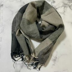 【中古】glaz レディース ストール マフラー モノトーン ブラック グレー チェック 女性 女の子 男女兼用 冬の画像