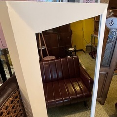 【武蔵小山店】 ミラー　鏡　姿見　大型　オフホワイト　ホワイト　白　ウォールミラー　壁掛け　大判　検　ダンス　什器　店舗の画像