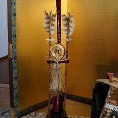 端午の節句・甲冑・弓・太刀セット　金屏風付の画像