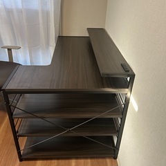 L字デスク 約 幅 120cm 収納ラック付き パソコンデスク ...