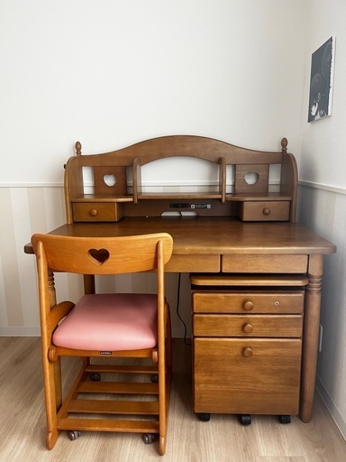 【お話中】カリモク家具 アンティークデスクセット