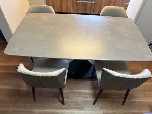 ダイニングテーブル セラミック グレー モダン セラミックダイニングセット 幅160cm 5点セット