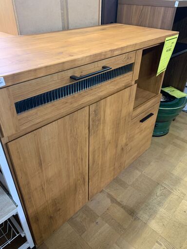 【FU2181】★レンジボード 木目茶 ボード 収納家具 キッチン家具 家具 クリーニング済 堺市 深井 【ジャングルジャングル深井店】