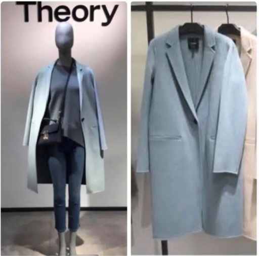Theory セオリーダブルフェイスチェスターコート　ライトブルー