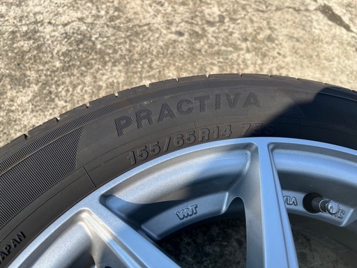 ★美品 9部山 4本セット★ホイール sport daisy 14 4.5j +45 4穴 pcd100★タイヤ yokohama ヨコハマ practiva 155 65 14 2023年製★