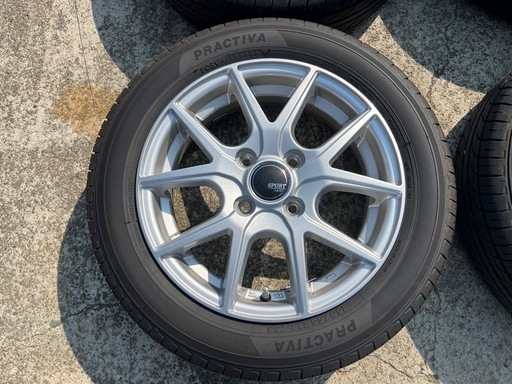 ★美品 9部山 4本セット★ホイール sport daisy 14 4.5j +45 4穴 pcd100★タイヤ yokohama ヨコハマ practiva 155 65 14 2023年製★