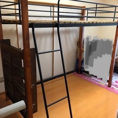 ロフトベッド　手作り棚付き　の画像