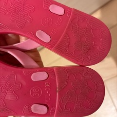 ピンク水玉リボンサンダル 38サイズの画像