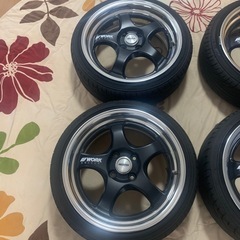 値引き不可　深リムタイヤバリ山24年製付き【希少！】WORK マイスター S1R ホイール　 16インチ 6.5j＋484穴 PCD100 165/45r16 　軽自動車 の画像