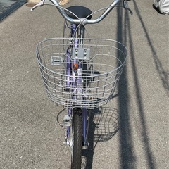 自転車★22インチ★パープル★子供チャイルドシート★高齢者★軽快車★美品の画像