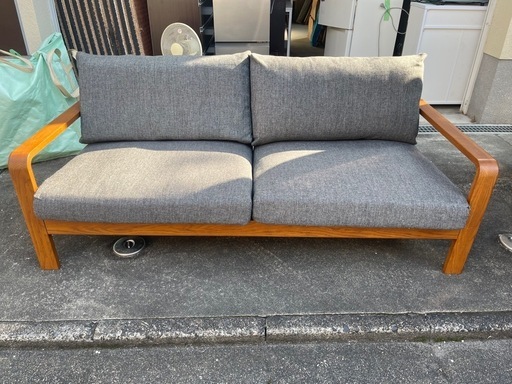 18番　 ３人掛け 北欧風 モダン オーク 天然木 A TEMPO 幅177cm （ ソファー ローソファ 木製 I字 肘掛け付き アームソファ  ）