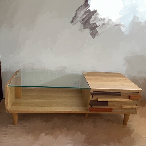 無印良品 木製デスク オーク材 幅110cm 引出し付き ナチュラル 学習机