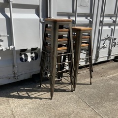 本物の錆び☆カウンターチェア 工業風 木製座面 金属脚 椅子 75cm②の画像