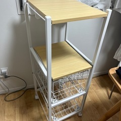 キッチンワゴン スリム キャスター付き スライド棚 幅34 キッチンラック 隙間収納 キッチンボード 収納 スリムラック キッチン収納 収納棚 棚 ラック おしゃれ シンプル 北欧 省スペース すき間収納 スチール ワゴン 炊飯器の画像