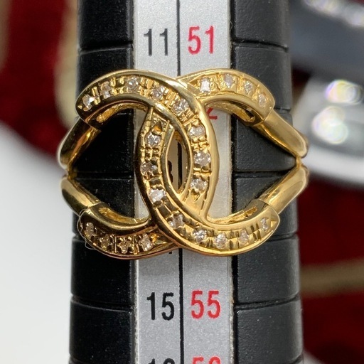 K18 ダイヤモンドリング　ココマーク　モチーフ　3.4g 0.12ct