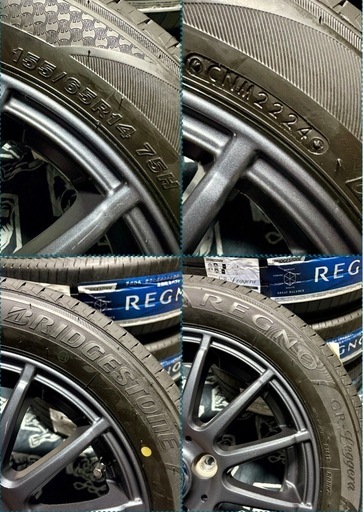 「商談中」㉓155/65R14 新品ブリヂストンタイヤ4本と中古美品ホイールとナット付き 商談中」㉓155/65R14 新品ブリヂストンタイヤ4本と美品ホイールと