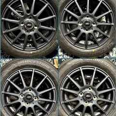 「商談中」㉓155/65R14 新品ブリヂストンタイヤ4本と中古美品ホイールとナット付きの画像