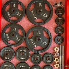 パワーラック、バー、ベンチ台、プレートセットの画像