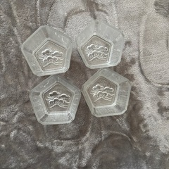 花模様 五角形 ガラス皿 4個セット