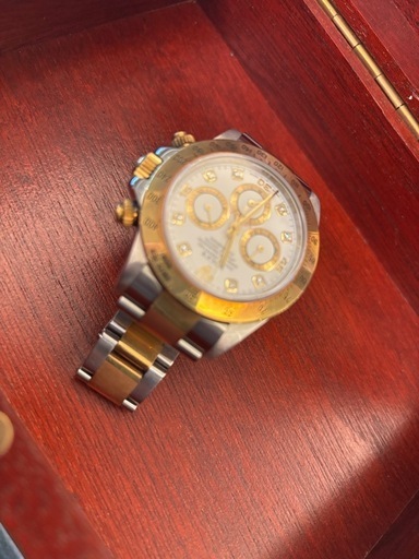 日ロレOH済/ロレックス/ROLEX◆ コスモグラフ デイトナ 8Pダイヤ  ホワイト G番 中古 メンズ