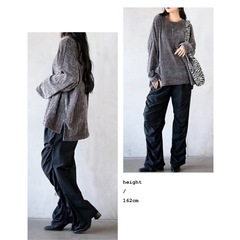 トップス カットソー 長袖 ロンT ベロア ベロアトップス クルーネック インナー 光沢感 華やか キレイめ 着回し 無地 グレーの画像
