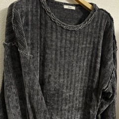 トップス カットソー 長袖 ロンT ベロア ベロアトップス クルーネック インナー 光沢感 華やか キレイめ 着回し 無地 グレーの画像