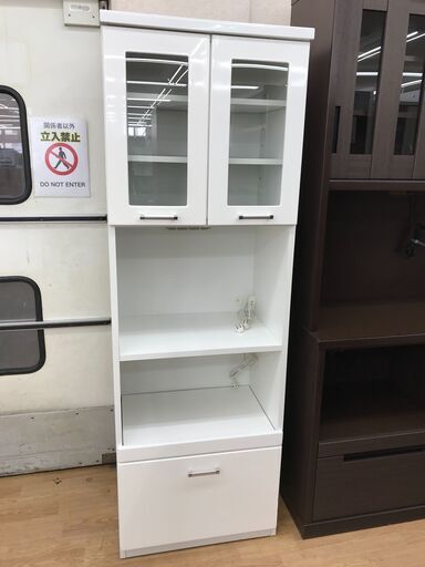 ★ジモティ割あり★  食器棚 ホワイト H180×W60×D42 クリーニング済み KJ9009