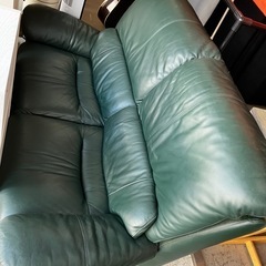 I2503-712 ２人掛けソファ グリーン 現状渡しの画像