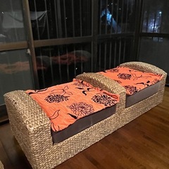ウォーターヒヤシンスオットマンアジアン家具ラタンアジアン風の画像