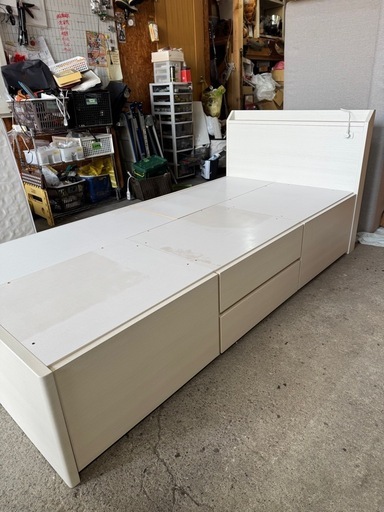 C2105   シングルベッド　引き出し付き　マットレスセット