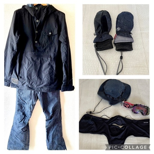 【無料のおまけ特典有り】かっこいいウエアですぐ始められる 初心者 スノボ バートン BURTON ウエア estivo エスティボ グローブ ミトン デニム バケットハット ゴーグル フェイスマスク ネックウォーマー 耳掛け イヤーゴム6点 セット