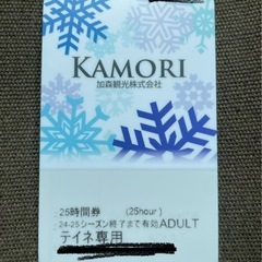 加森観光　テイネ　リフト券　残り14時間