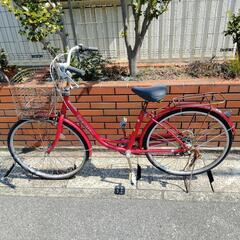(chariyoshy出品)26インチ自転車、赤色、ギア付き