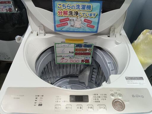 配送可【シャープ】6kg洗濯機★2021年製　分解クリーニング済/6ヶ月保証付　管理番号12203