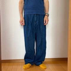 【決まりました】モデル　175cm  メンズ　ワイドデニムパンツ