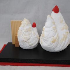 [1178] 博多人形 酉 干支 鶏 鳥 源慶作 福寿 親子 置物 工芸品の画像