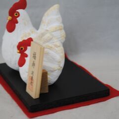 [1178] 博多人形 酉 干支 鶏 鳥 源慶作 福寿 親子 置物 工芸品の画像